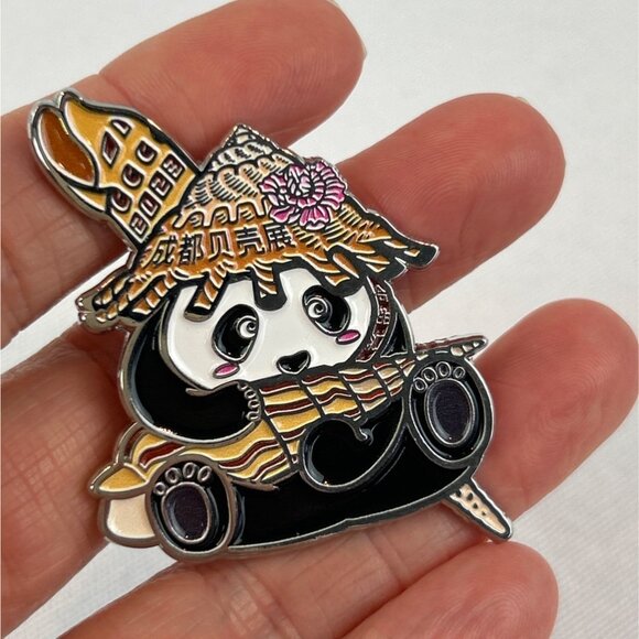 Shell Collectors Panda Enamel Pin Conical Shell Hat Flowers Cute Large - Picture 3 of 5